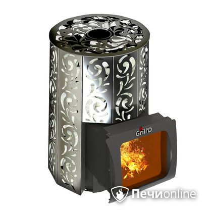 Дровяная печь-каменка GrillD Violet window short Max Жадеит 80 в Нижнем Новгороде