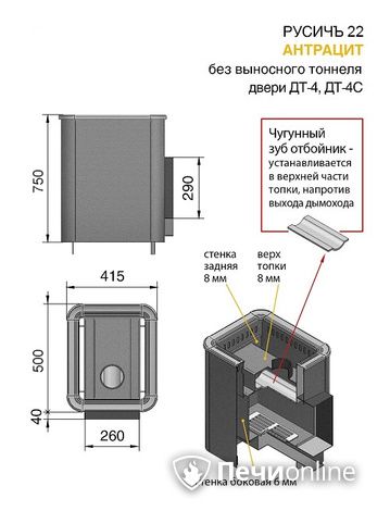 Дровяные печи-каменки Везувий Русичъ Антрацит 22 (ДТ-4) без выноса в Нижнем Новгороде