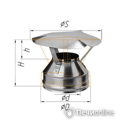 Дымоход Феррум Оголовок оцинкованный d-200/280 по воде в Нижнем Новгороде
