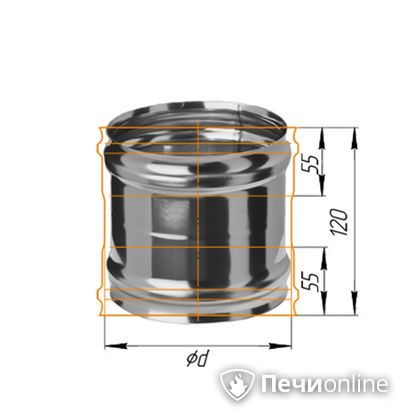 Дымоход Феррум Адаптер ММ для печи нержавеющий 08 d-120 в Нижнем Новгороде
